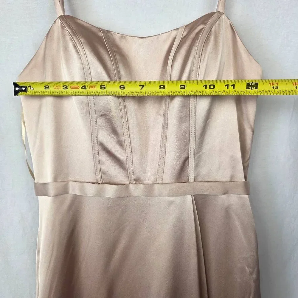 Revelry Satin Champagne Maxi Dress Slit Size 4